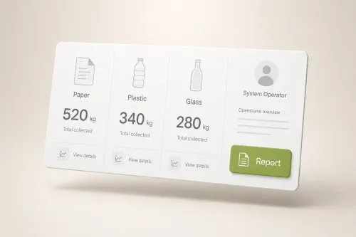 Packaging data reporting dashboard with material categories and report button